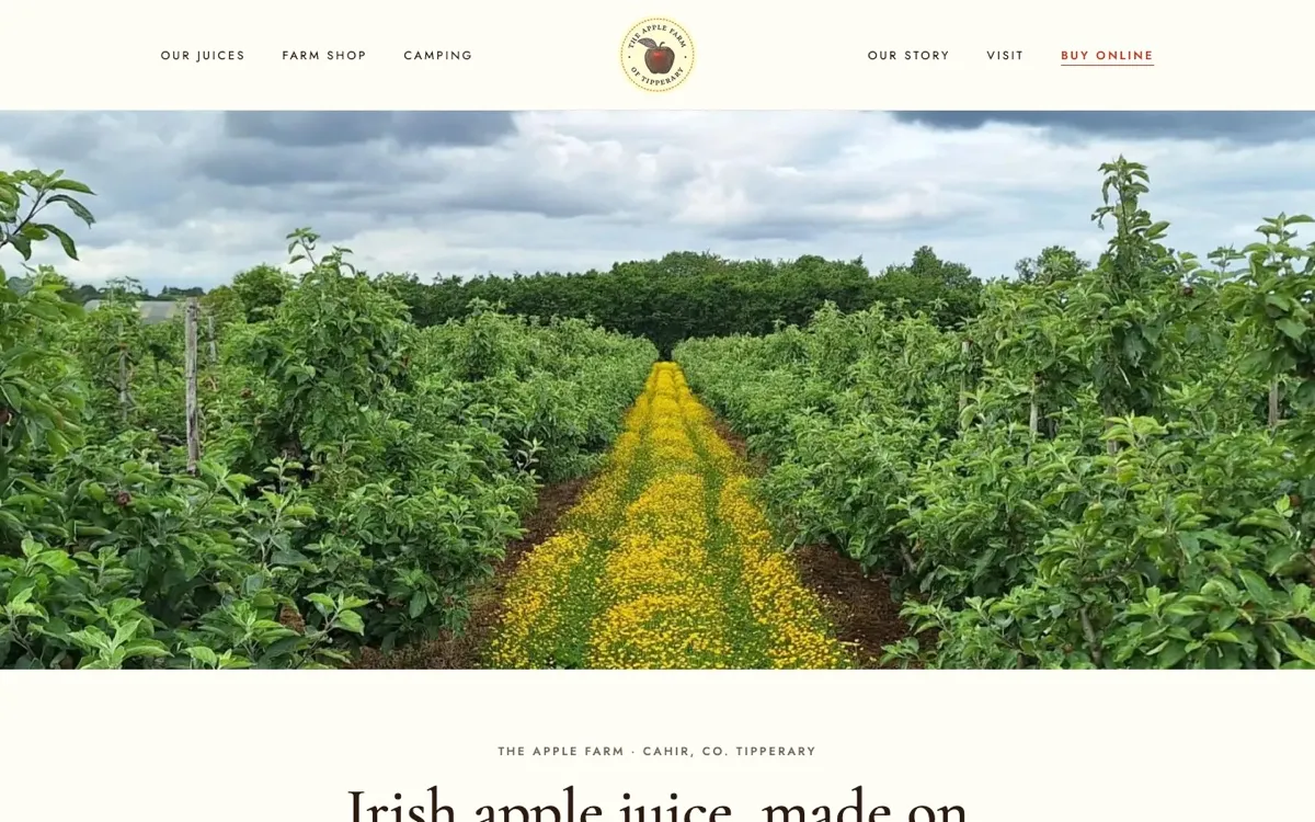 Homepage of The Apple Farm, a website built by Done Right