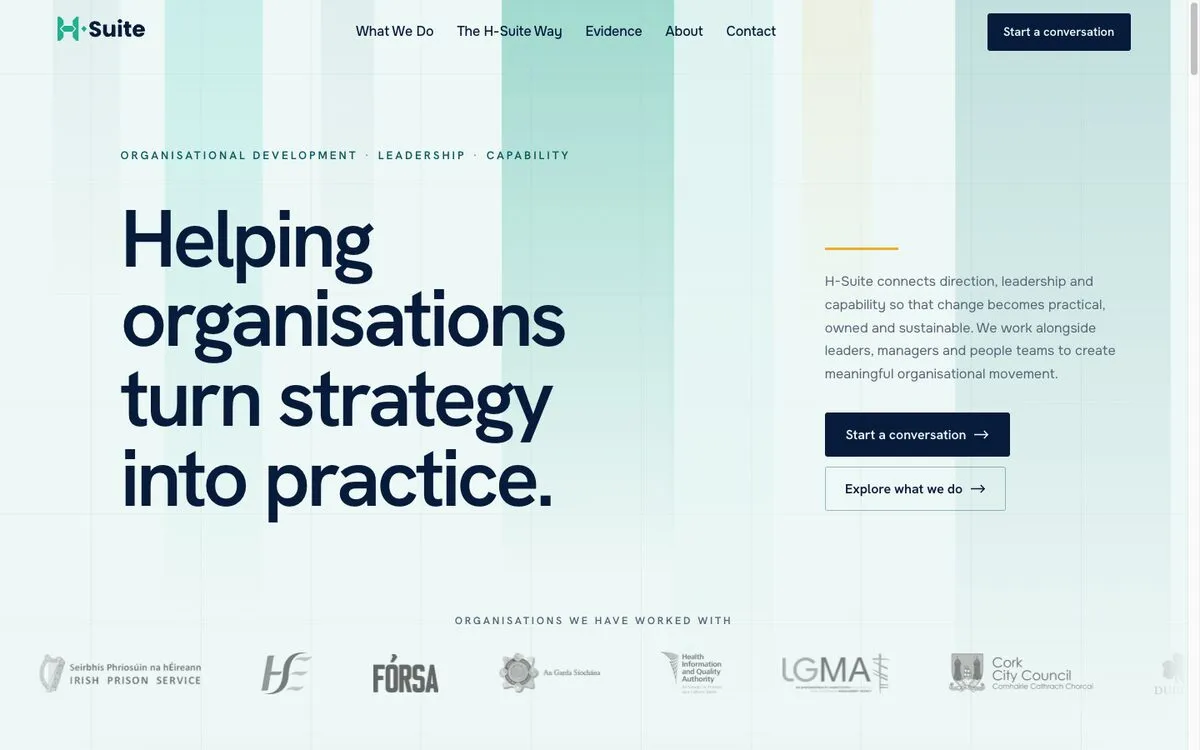 Homepage of H-Suite, a website built by Done Right