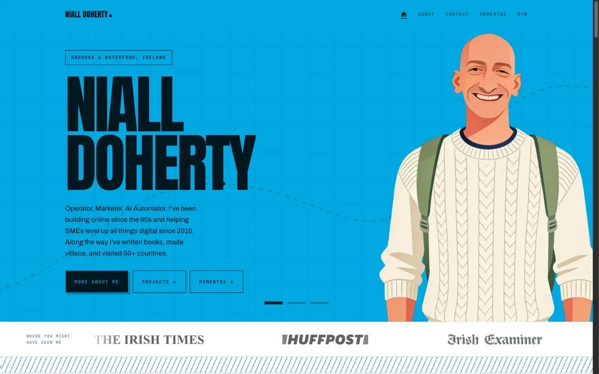 Homepage of Niall Doherty, a website built by Done Right