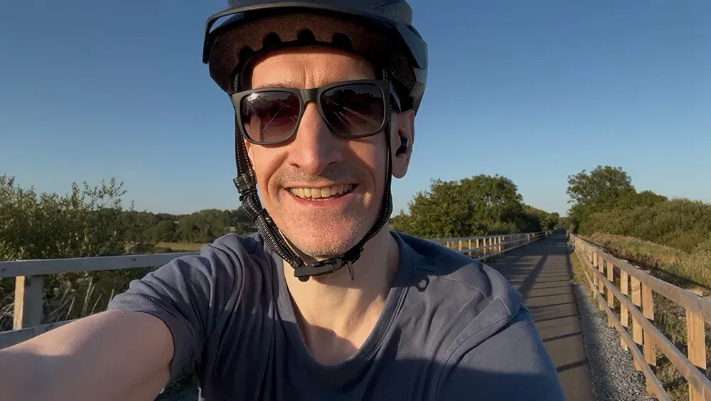 Niall Doherty cycling on the Waterford Greenway at Slieverue